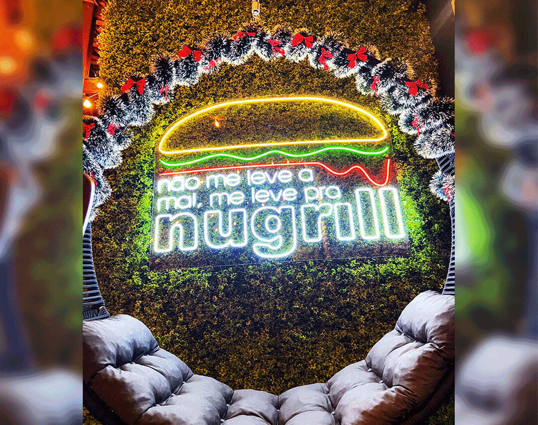 Painel em LED Neon para espaço instagramável — Hamburgueria Nugrill